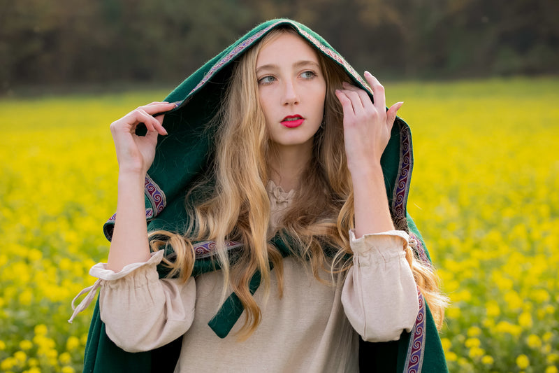 Broderie manteau Lyra, vert, mélange de laine 