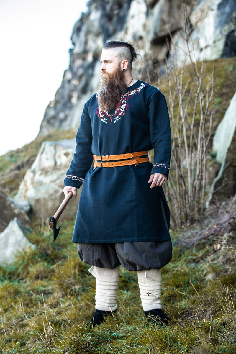 Viking tuniek Snorri, zwart-rood