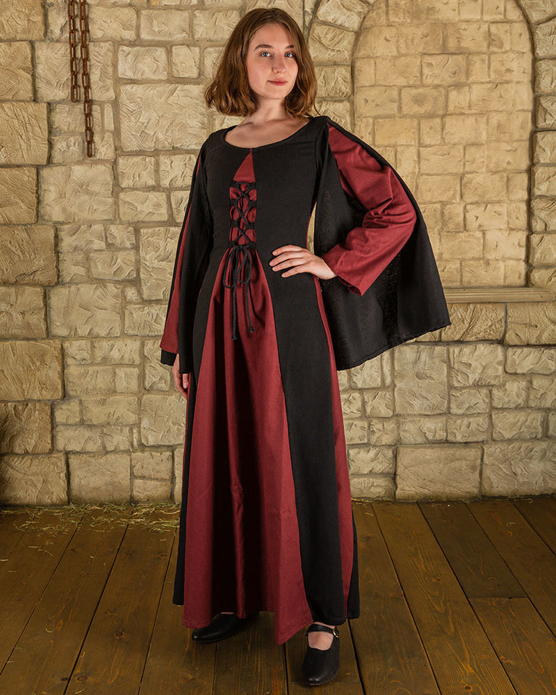 Medieval Dress Jasene, Black/Bordeaux