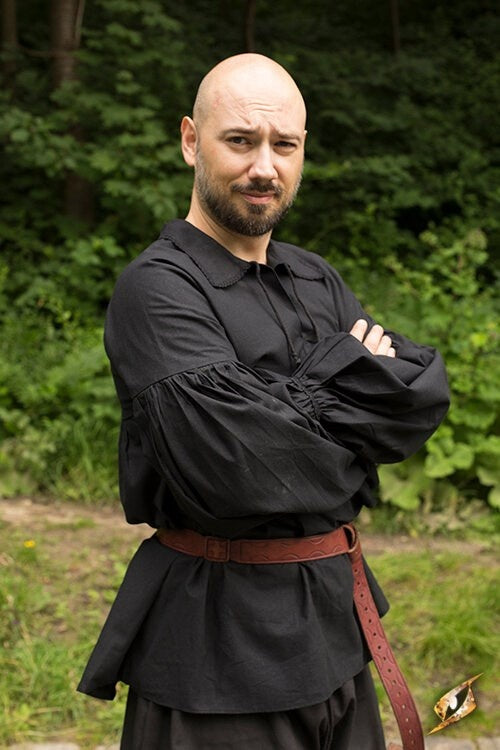 Chemise de pirate Jack, noir 