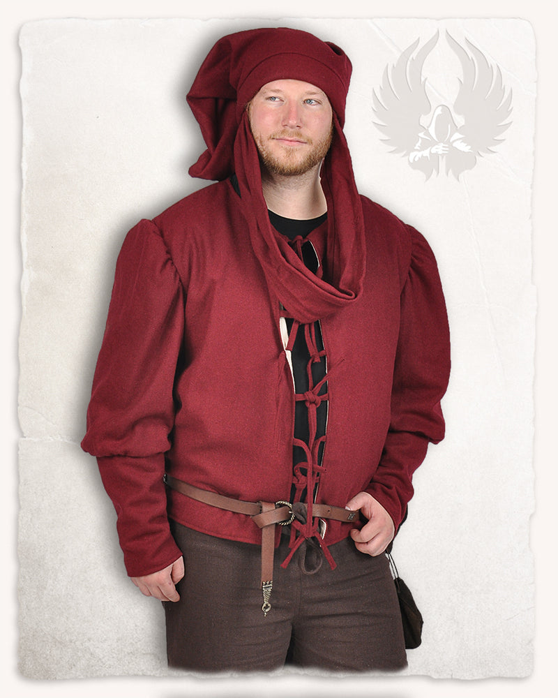 Chaperon Rogier van der Weyden, uldblanding, bordeaux rød 