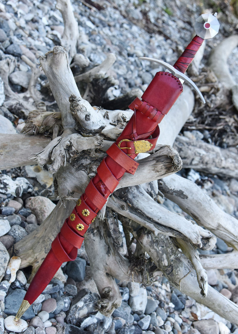 Gammelt Jern épée avec fourreau, 13ème siècle, semi-tranchant 