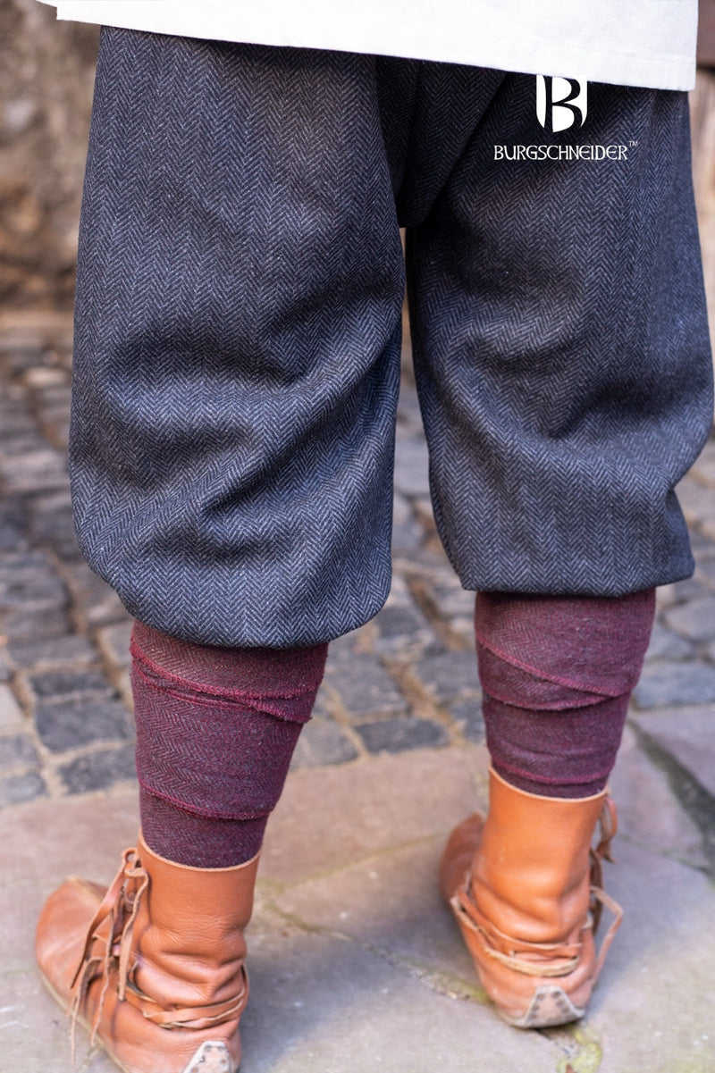 Vikingbroek vissegraatmotief Ivar, wolmix, zwart-grijs