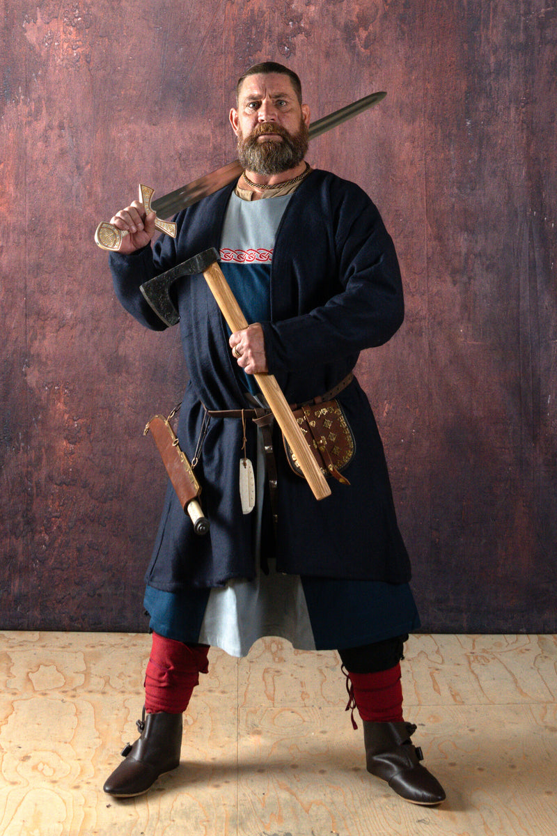 Wikinger Kaftan Loki, Wollmischung, blau 