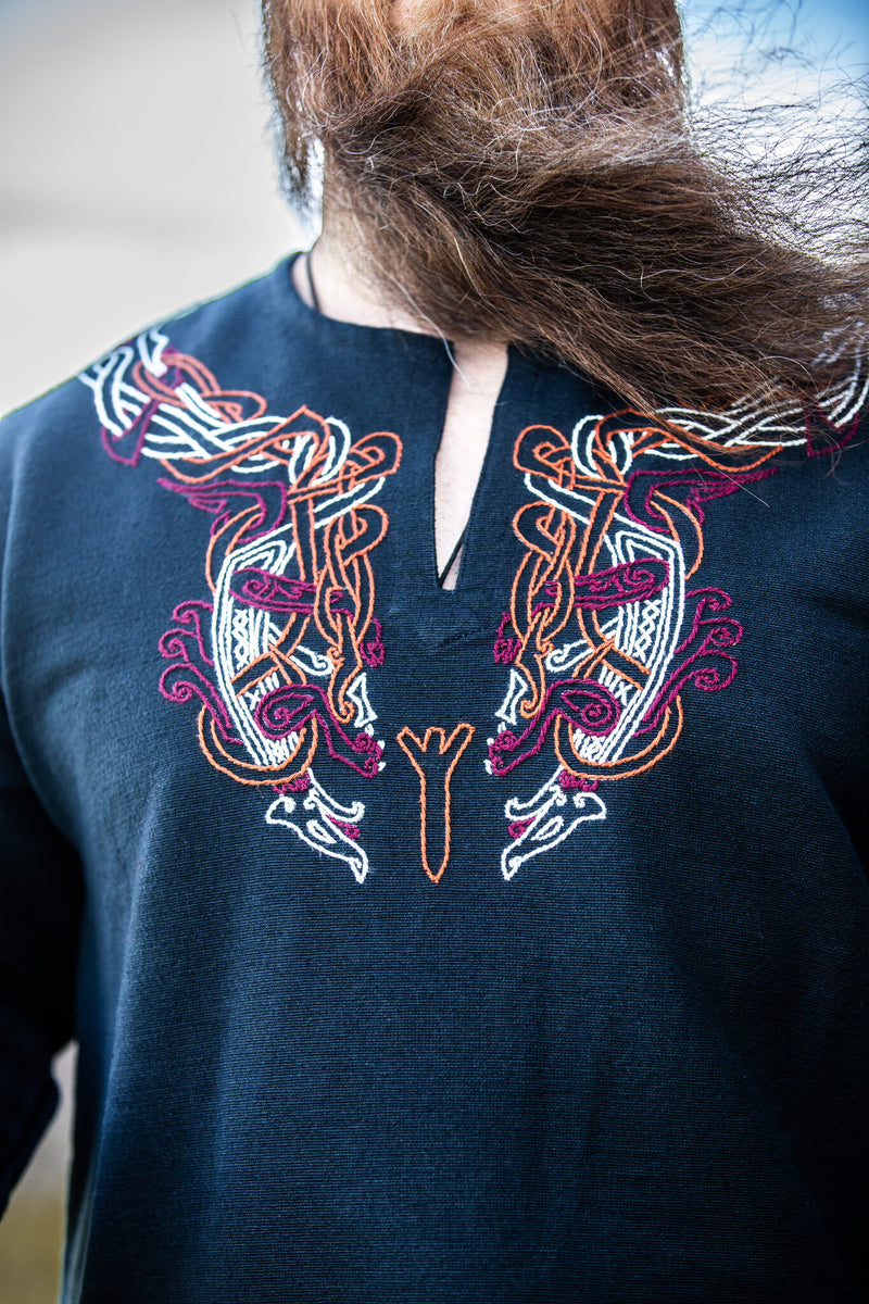 Viking tuniek Snorri, zwart-rood