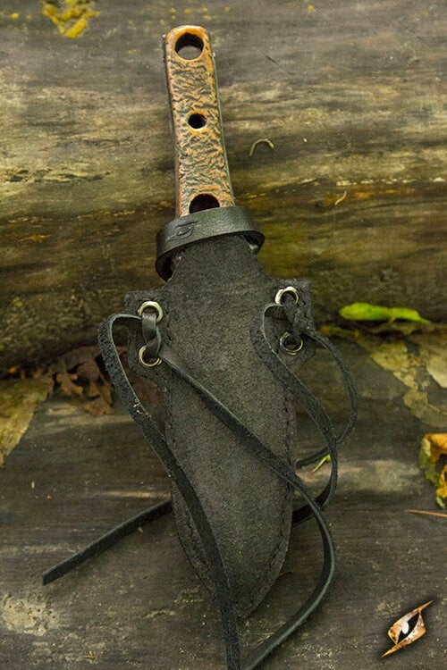 LARP throwing/thrust knife with holder, black