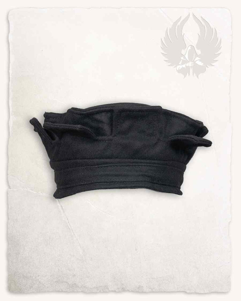 Chapeau du 14ème siècle, Codex Manesse, noir, mélange de laine 