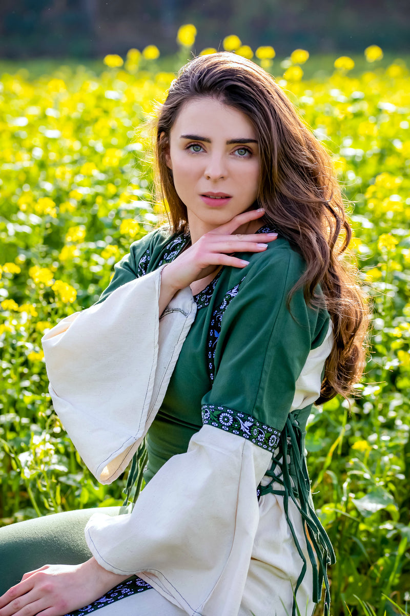 Jurk Cleena groen-wit