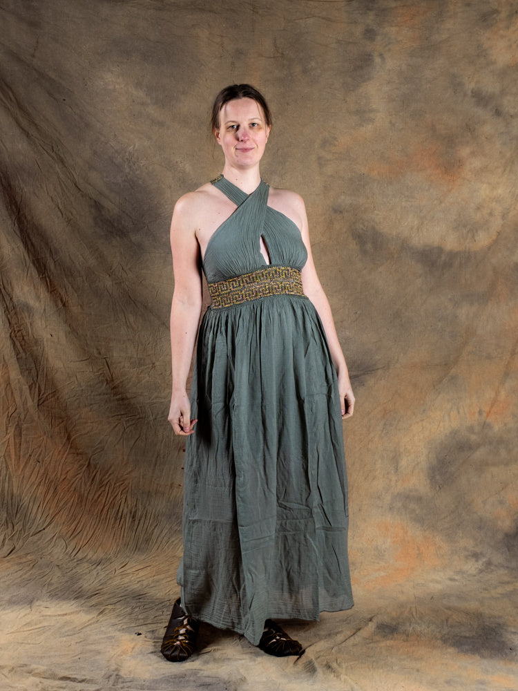 Godinnen Jurk Persephone, natuurgroen