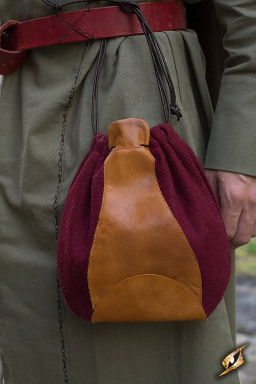 Wol-leren buidel, rood-bruin