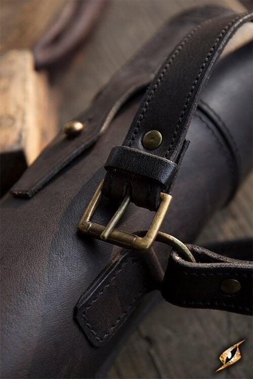 Læderholder til flasker eller bogruller, sort 