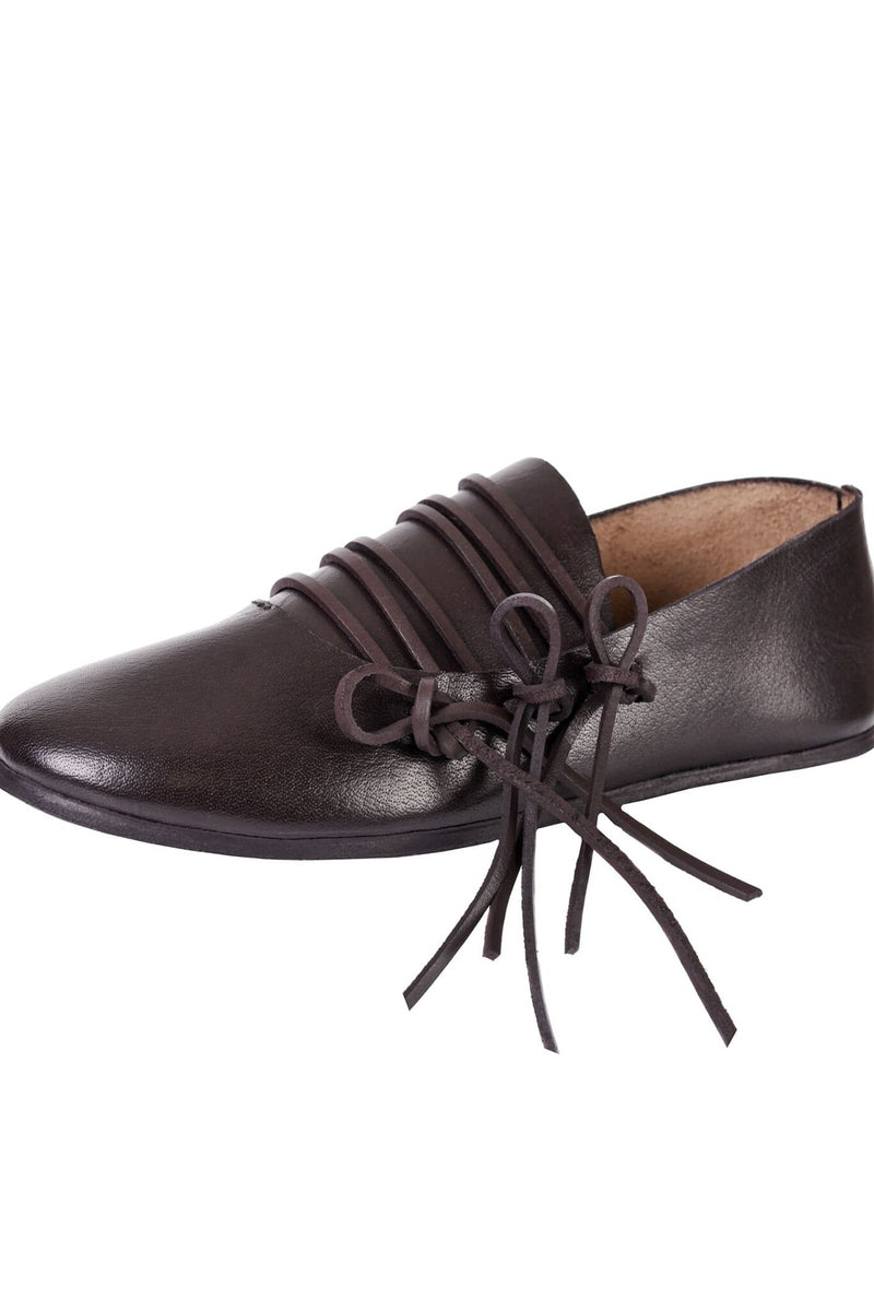 Veterschoenen, middeleeuws, bruin