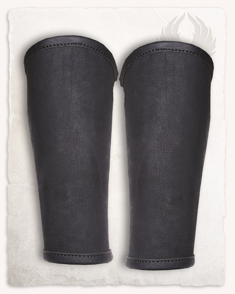 Borg leren bracers, onderarmbeschermers, zwart