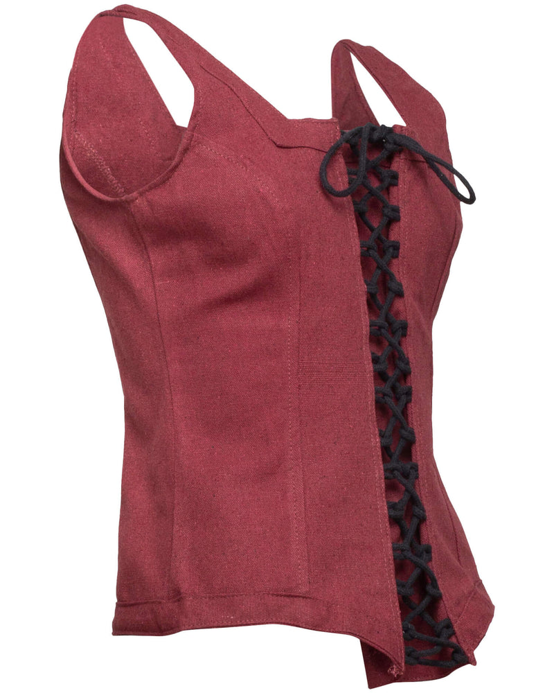 Medeltida livstycke Ursula, bomull, bordeauxröd 