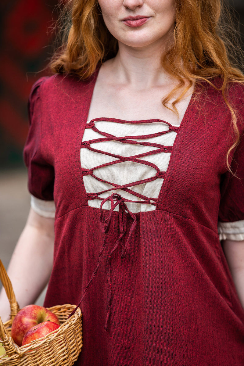 Renaissance sommarklänning Denise, röd-naturlig 