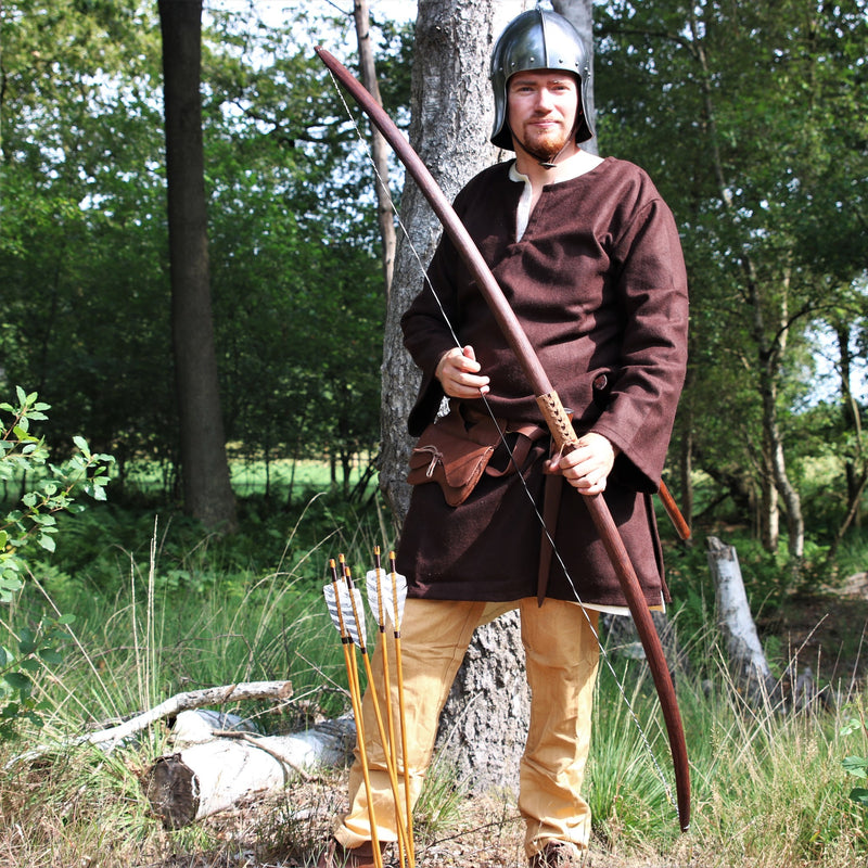 Marksman boog re-enactment / LARP, 70" (178 cm), 25 lbs, donkerbruin
