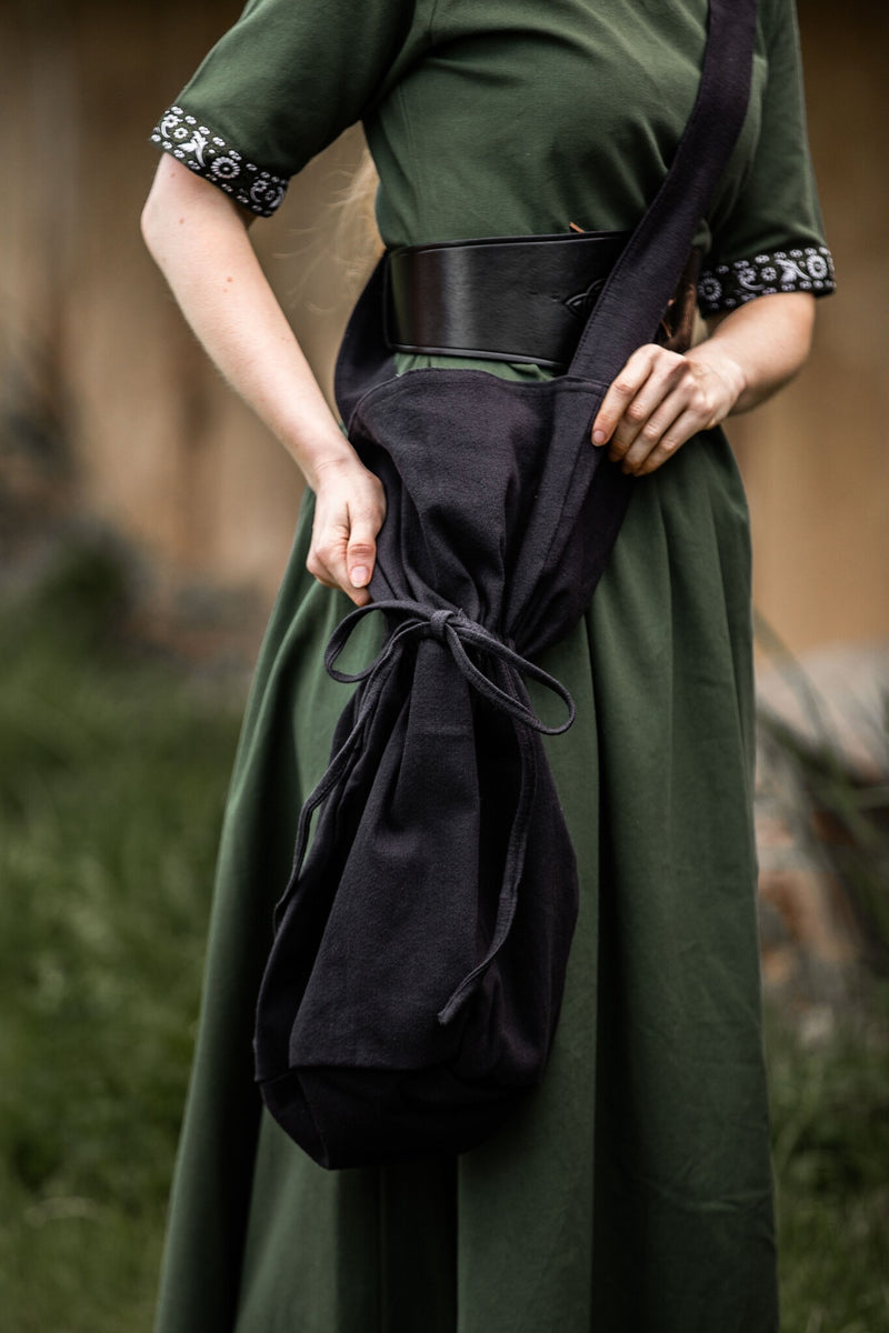 Textielen schoudertas, zwart