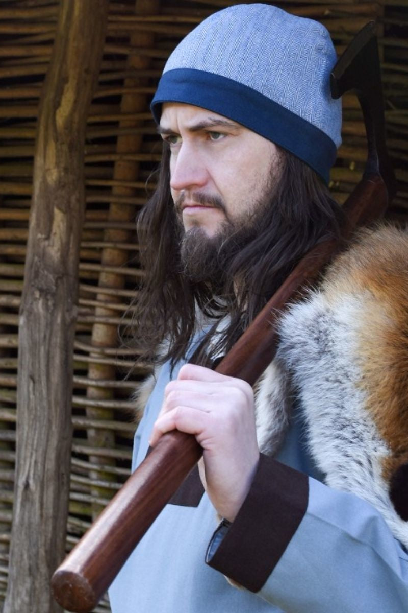 Birkamuts vissegraatmotief, blauw