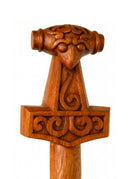 Houten wandelstok met Thorshamer