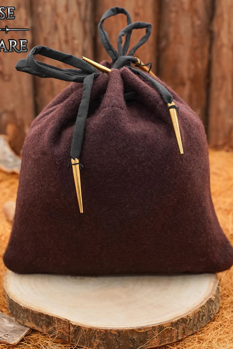 Middeleeuwse wollen buidel, bruin