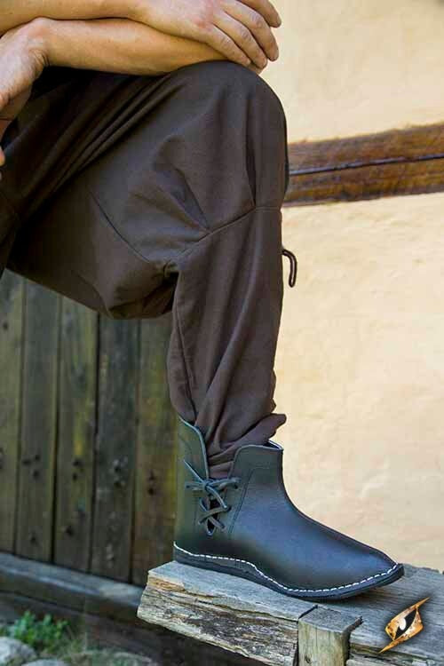 Middeleeuwse enkellaarzen Galahad, zwart