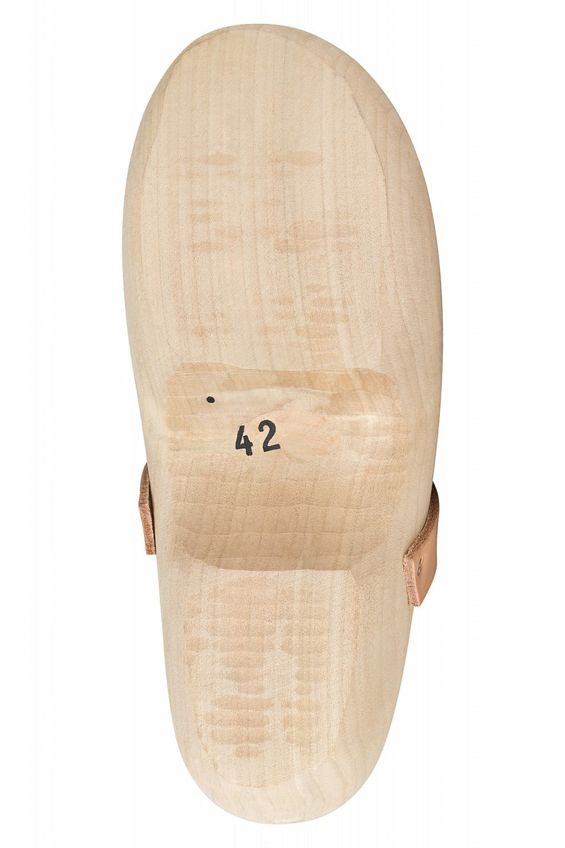 Träskor med läderrem 