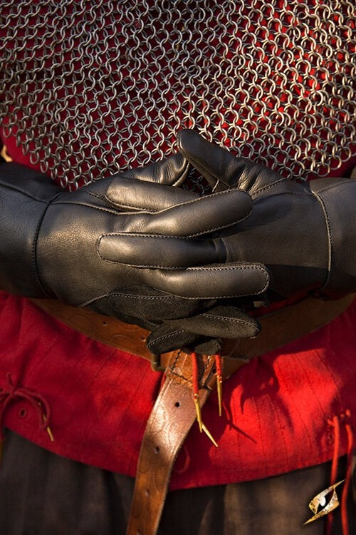 Læder middelalderhandsker, sort 