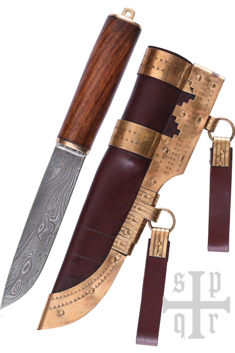 Vikingsax Roskilde, damascusstaal, semi-scherp