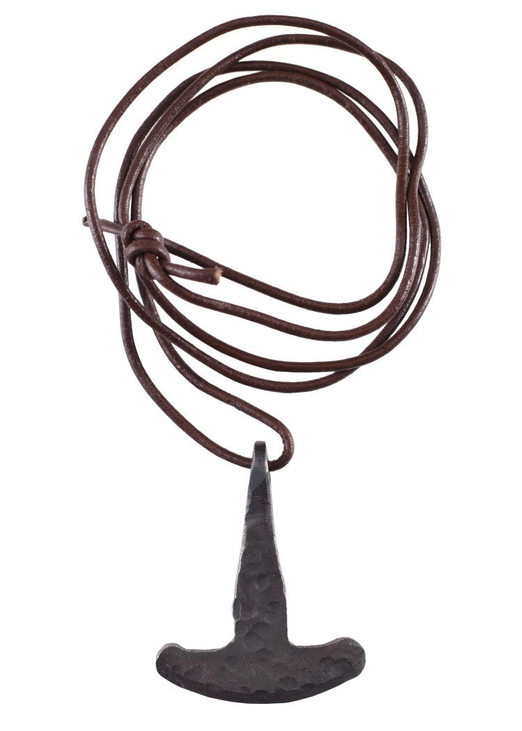 Handsmidda järn Tors hammare, järn med läder 