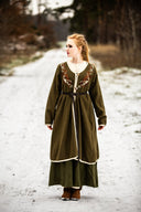 Viking kaftan Skadi, olivgrön, ullblandning 