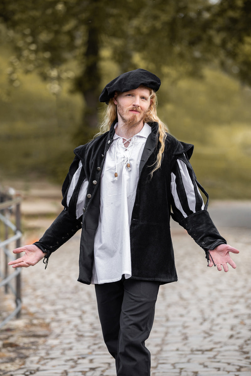 Doublet met open mouwen, zwart