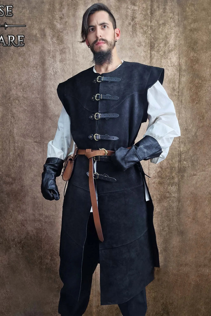 16e-17e eeuwse leren jas, zwart