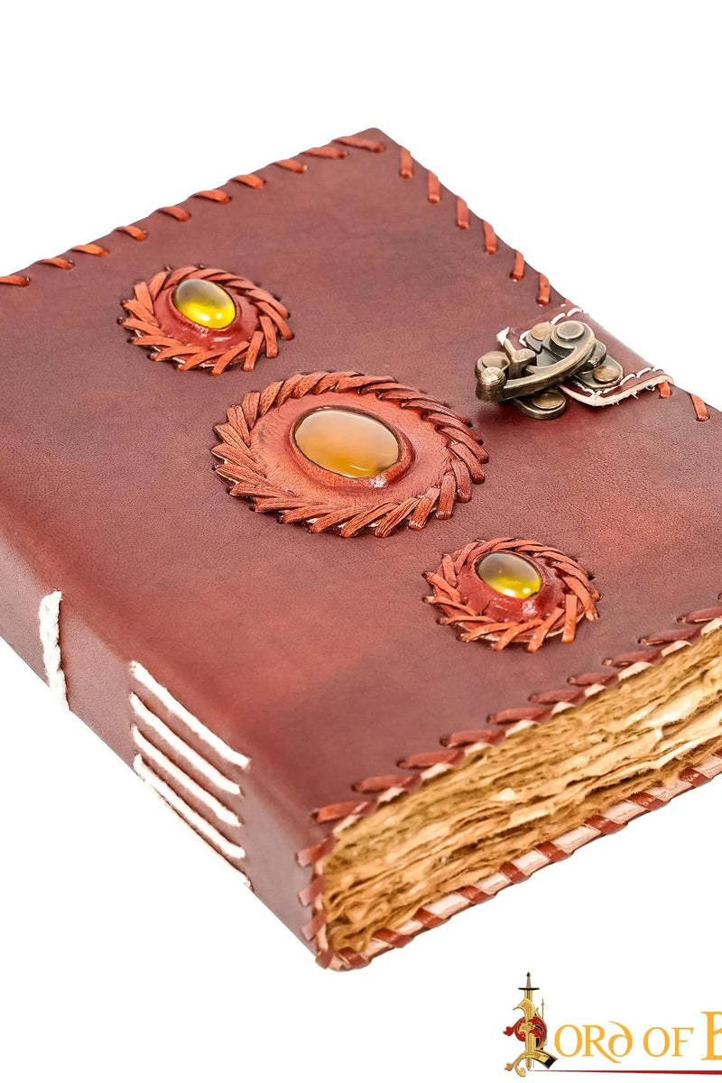 Leren dagboek met stenen