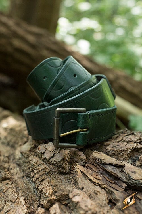 Leren riem Aruthia, groen, 160 cm
