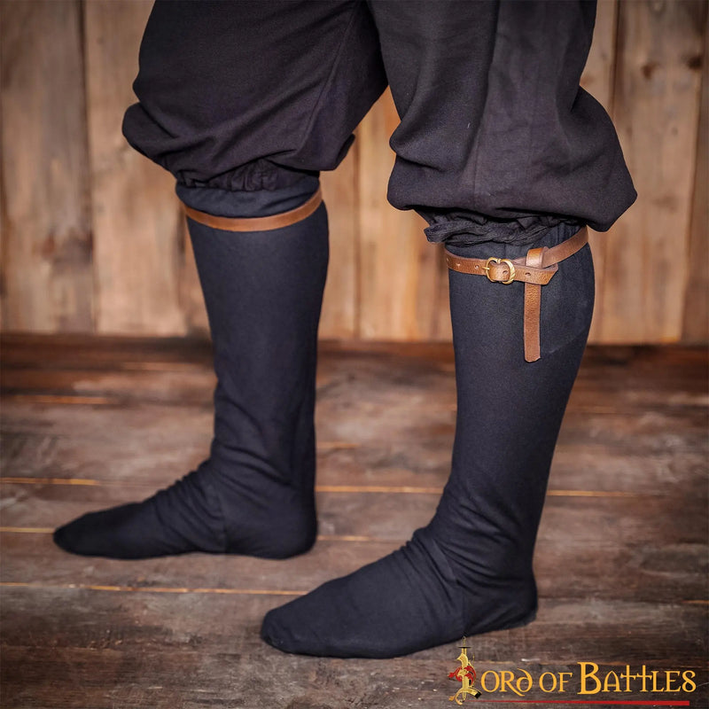 Mittelalterliche Lederstrumpfbänder, braun 