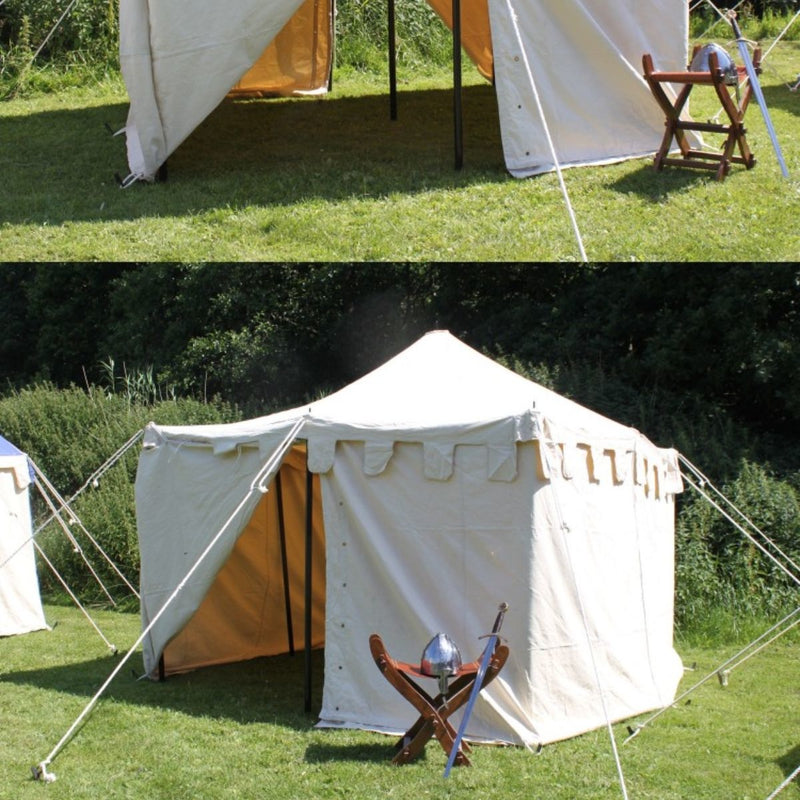 Middeleeuwse tent Herold 4 x 4 m, rood-naturel, 425 gsm