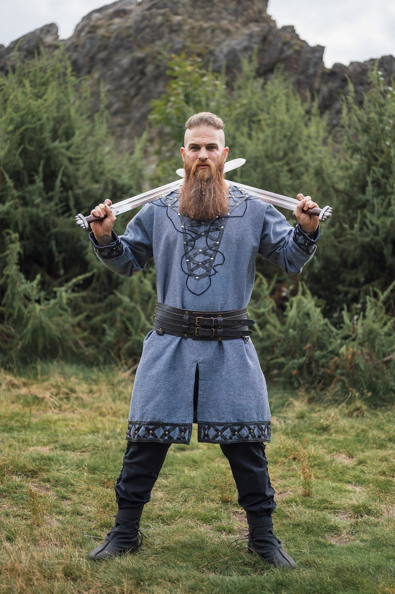 Viking tuniek Farulfr, blauw-grijs