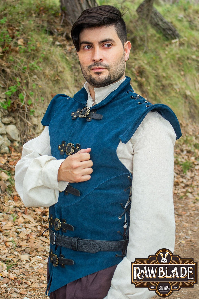 Diego Splitläder Jerkin, blå 