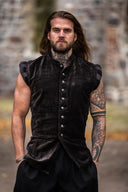 Velvet doublet with metal buttons, brown