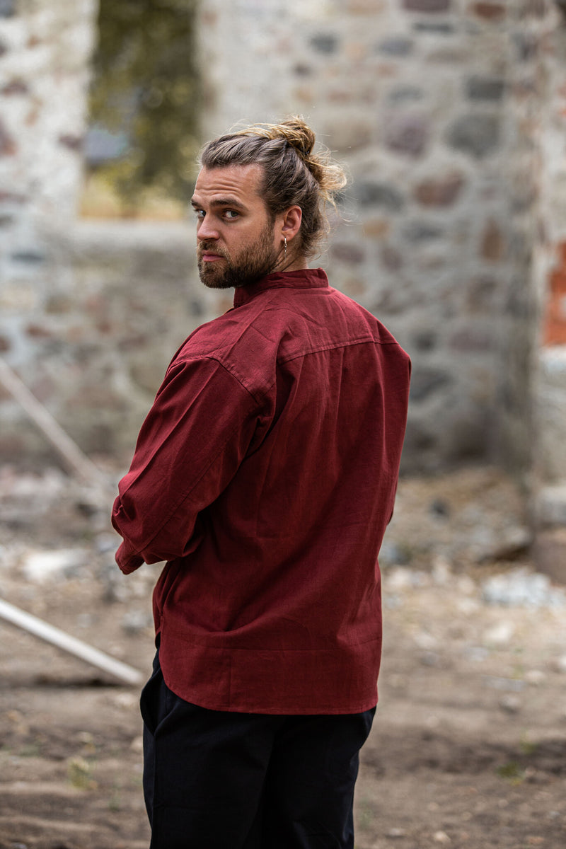 Handgeweven overhemd, rood