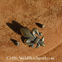 Fleur-de-lys adorno del cinturón (juego de 5 piezas), bronce plateado 