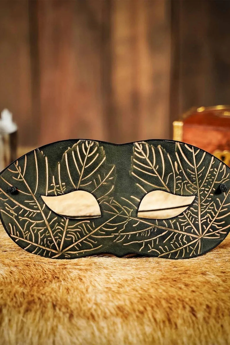 Läder mask Nessa, grön 