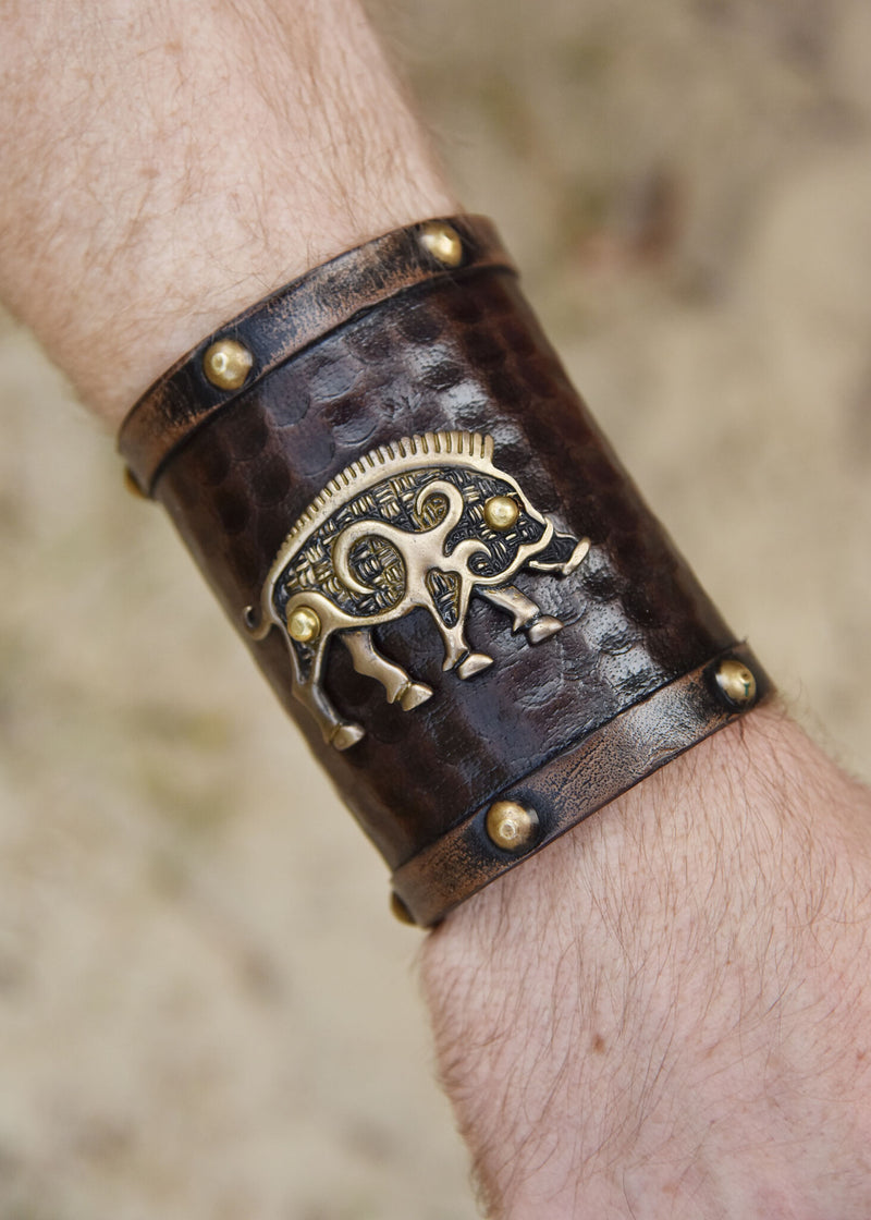 Braccialetto Cinghiale celtico Knocknagael per pezzo, pelle 