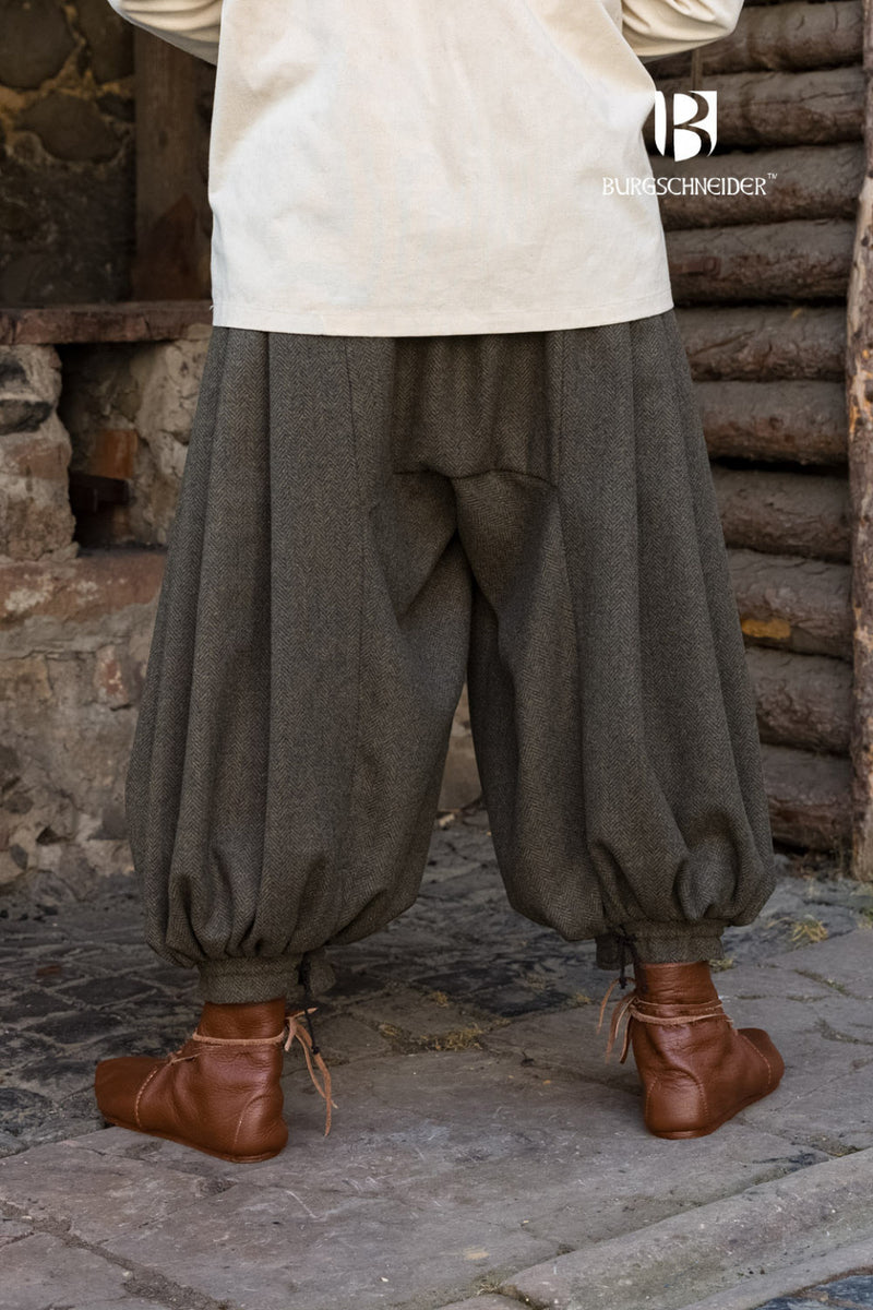 Rusvik Viking broek Borys, vissegraatmotief, olijf/grijs, wolmix