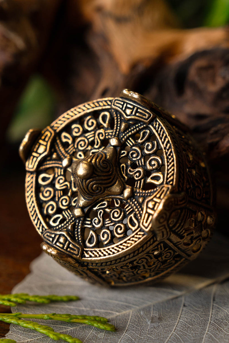 Viking drum-broche groot, brons