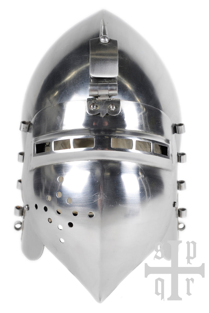 Duitse klappvizier bascinet 1370, 2 mm (battle-ready)