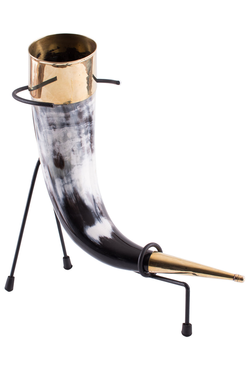 Gedecoreerde drinkhoorn met standaard, 200-300 ml