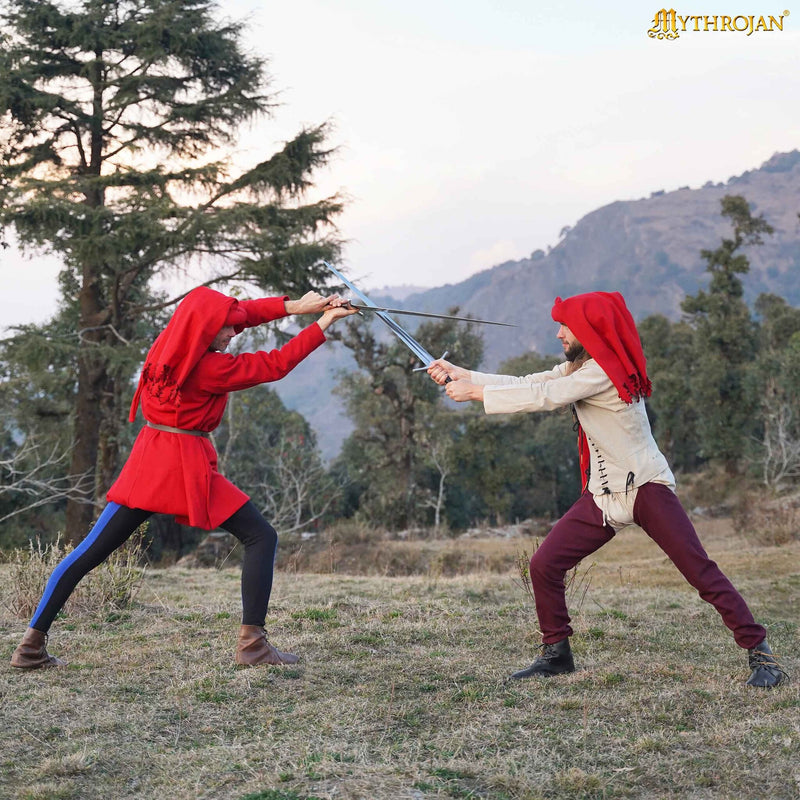 Middeleeuwse chausses, wol, donkerrood