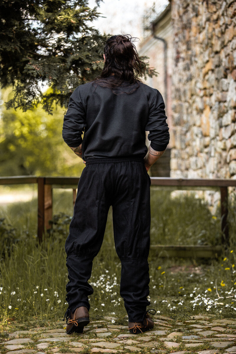 Vikingbroek Jorvik, zwart, wolmix