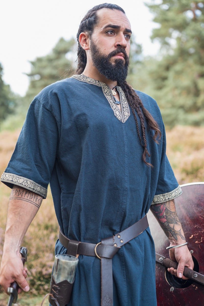 Keltische tuniek, korte mouwen, donkerblauw